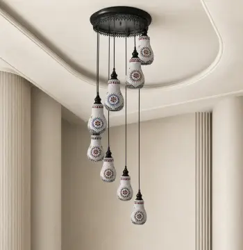 Mosaic Handmade Pendant Ceiling Hanging Light E27 - 8 lamps