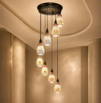 Mosaic Handmade Pendant Ceiling Hanging Light E27 - 8 lamps