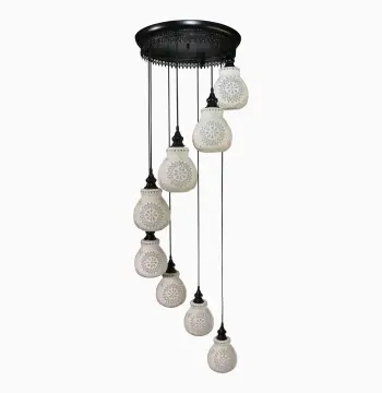 Mosaic Handmade Pendant Ceiling Hanging Light E27 - 8 lamps - Slate Shape
