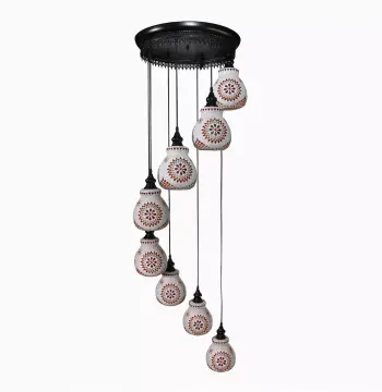 Mosaic Handmade Pendant Ceiling Hanging Light E27 - 8 lamps - Slate Shape