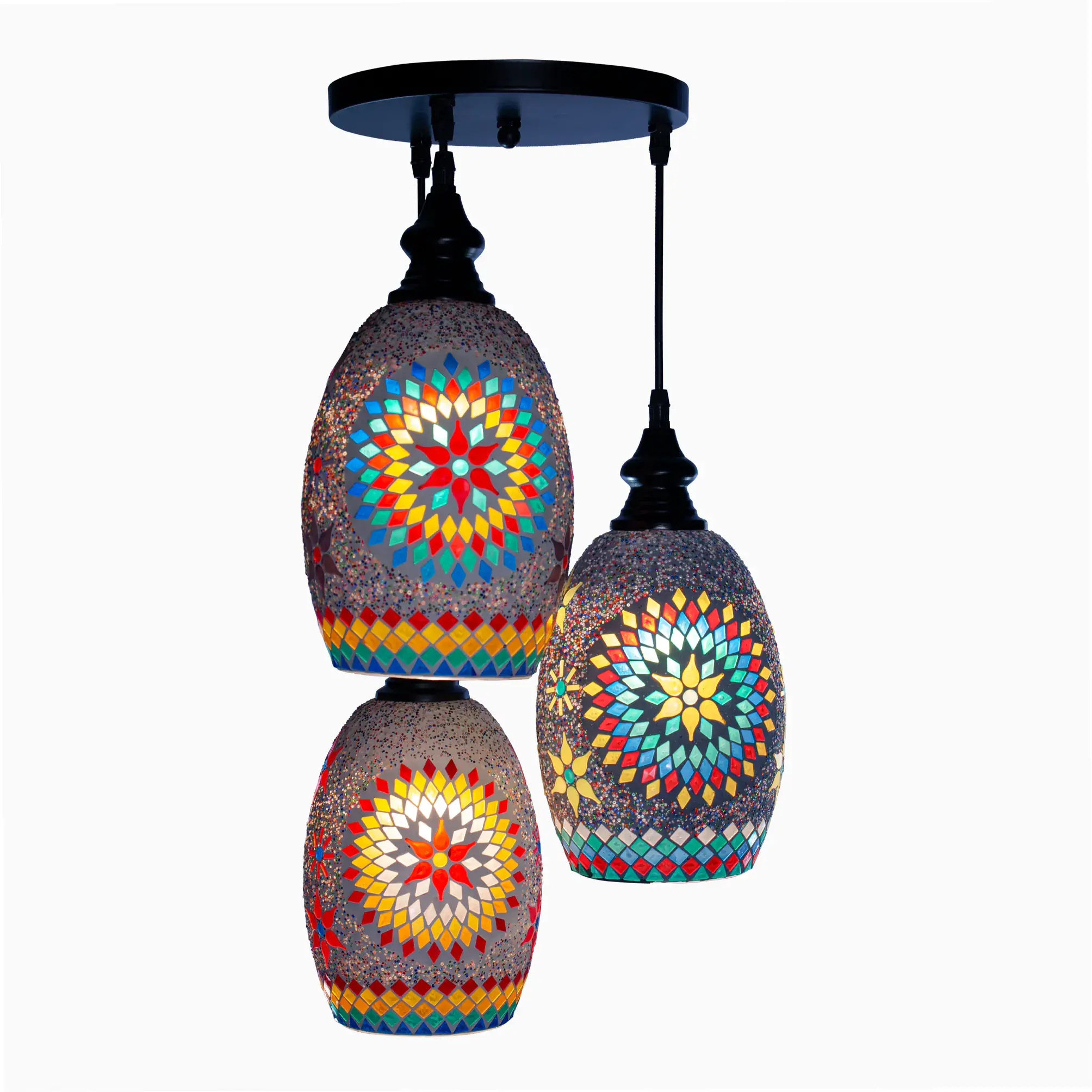 Mosaic Handmade Pendant Ceiling Hanging Light E27 - 3 lamps