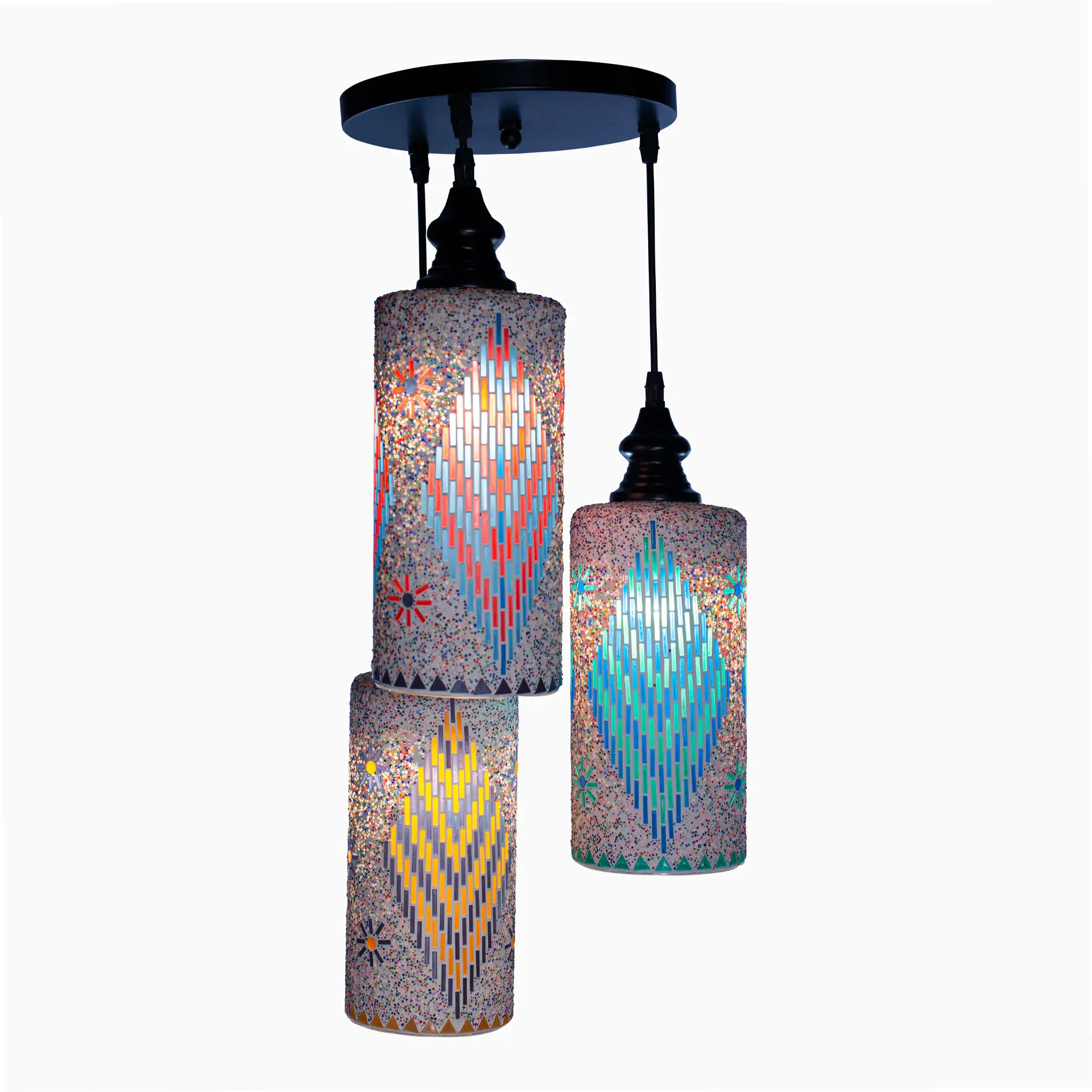 Mosaic Handmade Pendant Ceiling Hanging Light E27 - 3 lamps