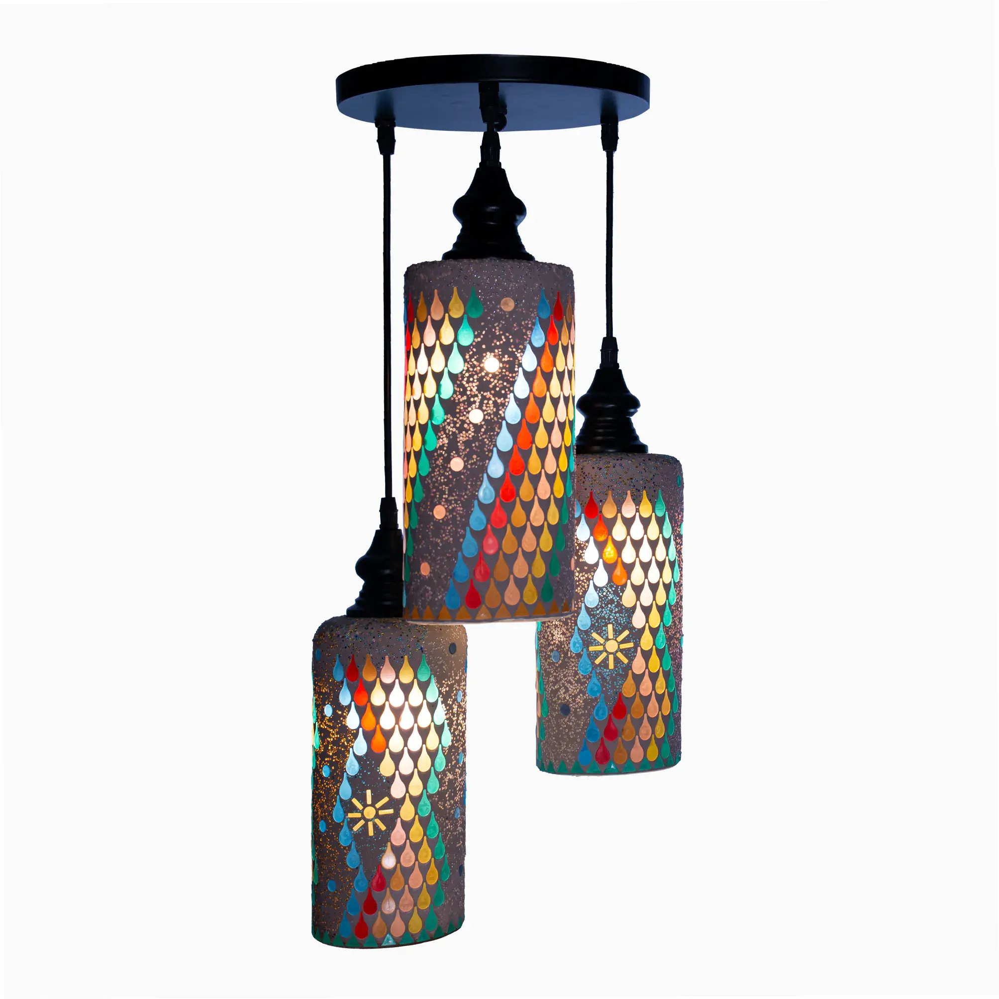 Mosaic Handmade Pendant Ceiling Hanging Light E27 - 3 lamps