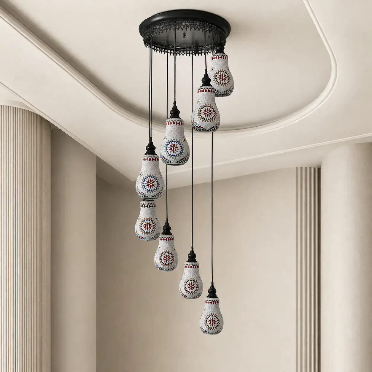 Mosaic Handmade Pendant Ceiling Hanging Light E27 - 8 lamps