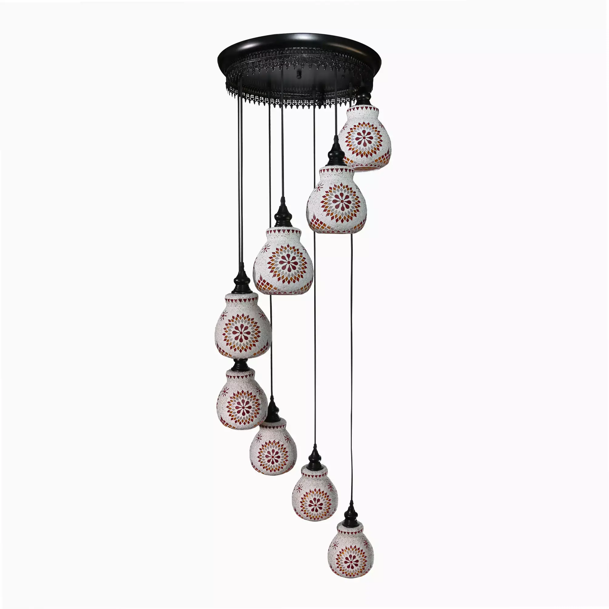 Mosaic Handmade Pendant Ceiling Hanging Light E27 - 8 lamps - Slate Shape