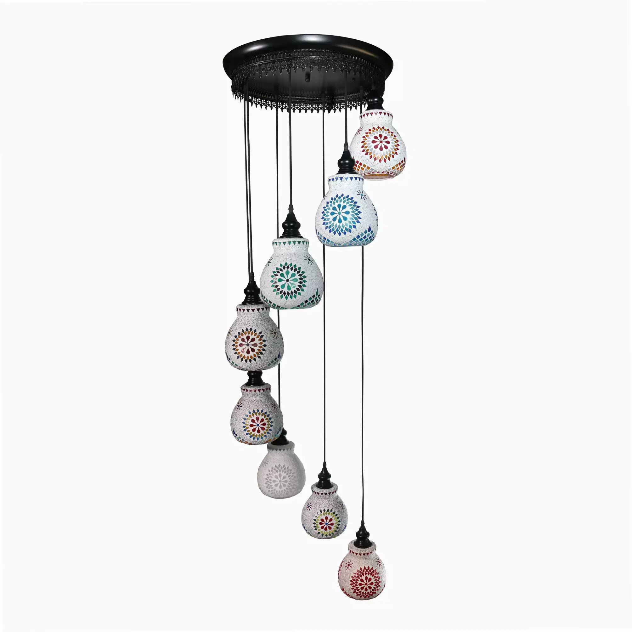 Mosaic Handmade Pendant Ceiling Hanging Light E27 - 8 lamps - Slate Shape